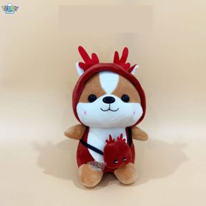 Mẫu gấu bông chó Shiba cosplay nai đỏ